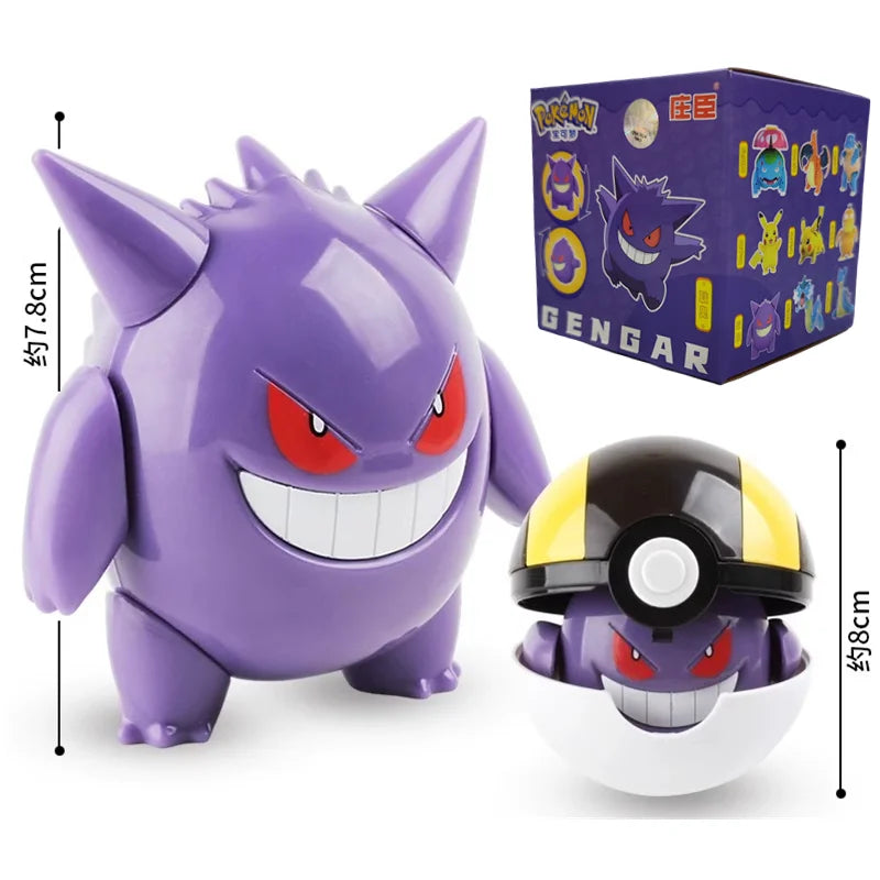 Action Figures Pokémon - Pokébola com Pikachu, Gengar, Dragonite e mais