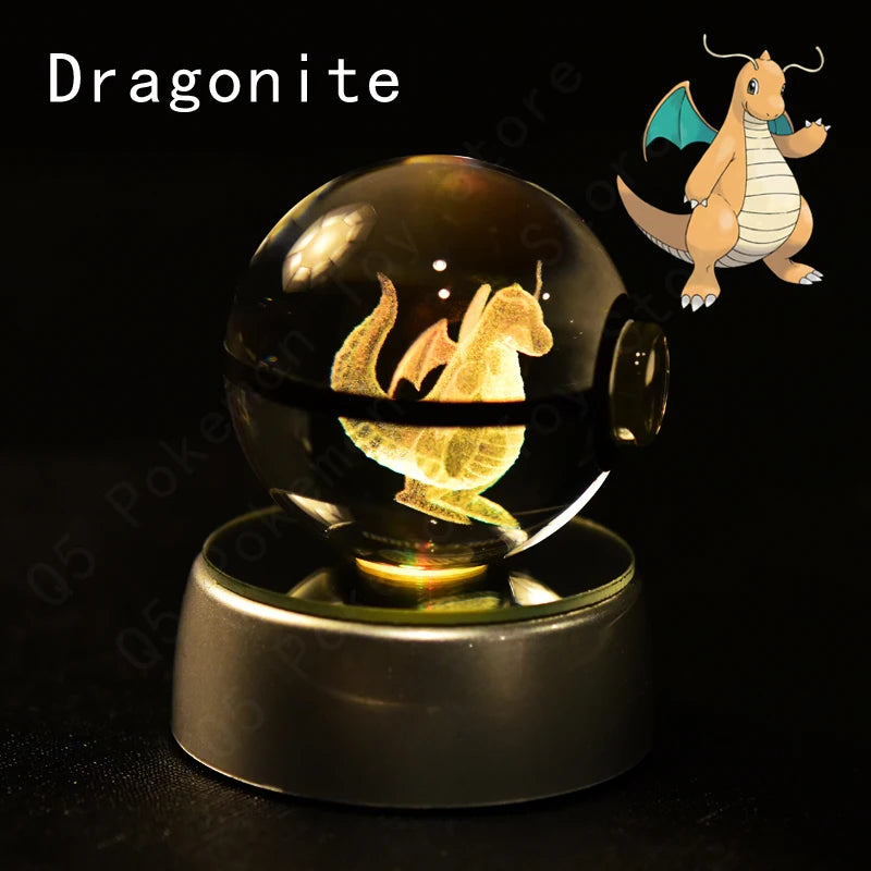 Pokébola de Cristal - Pokémon 3D com Base LED