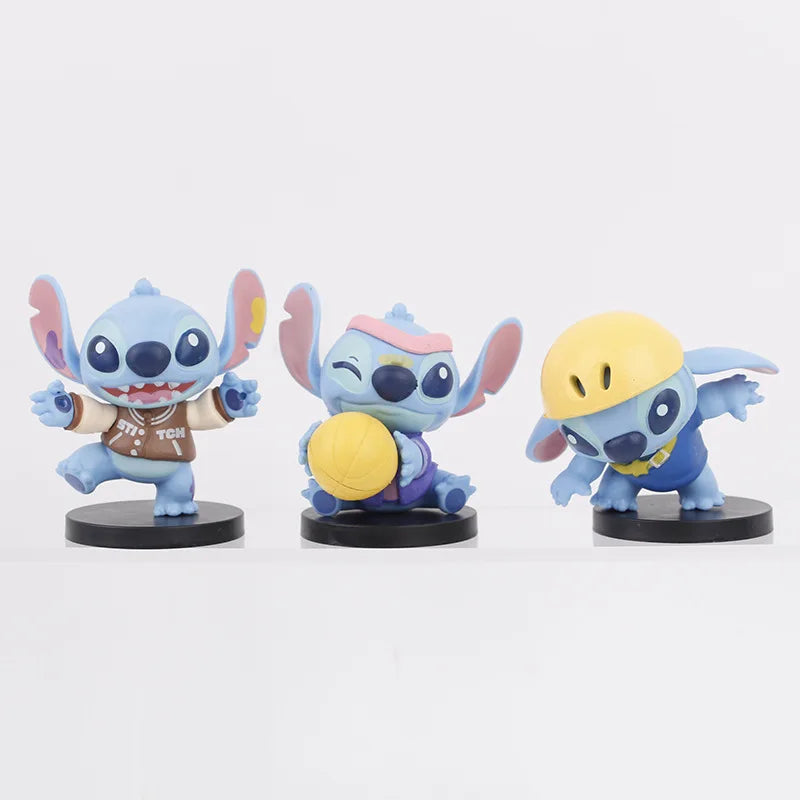 Conjunto com 6 Figuras Stitch Fashion | Colecionáveis de 8cm