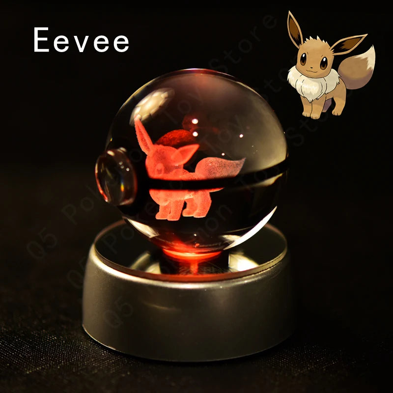 Pokébola de Cristal - Pokémon 3D com Base LED