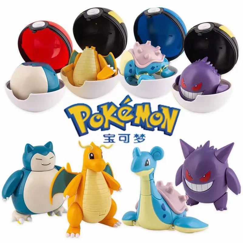 Action Figures Pokémon - Pokébola com Pikachu, Gengar, Dragonite e mais