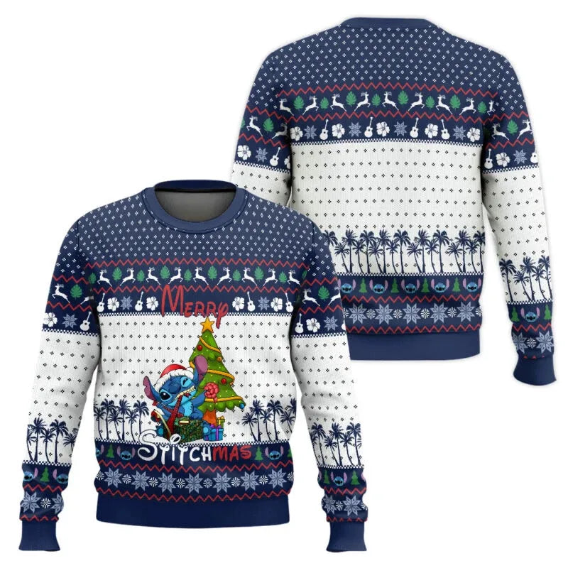 Moletom Natalino Stitch – Ugly Christmas Hoodie Unissex | Miniso | Confortável para Festas de Fim de Ano