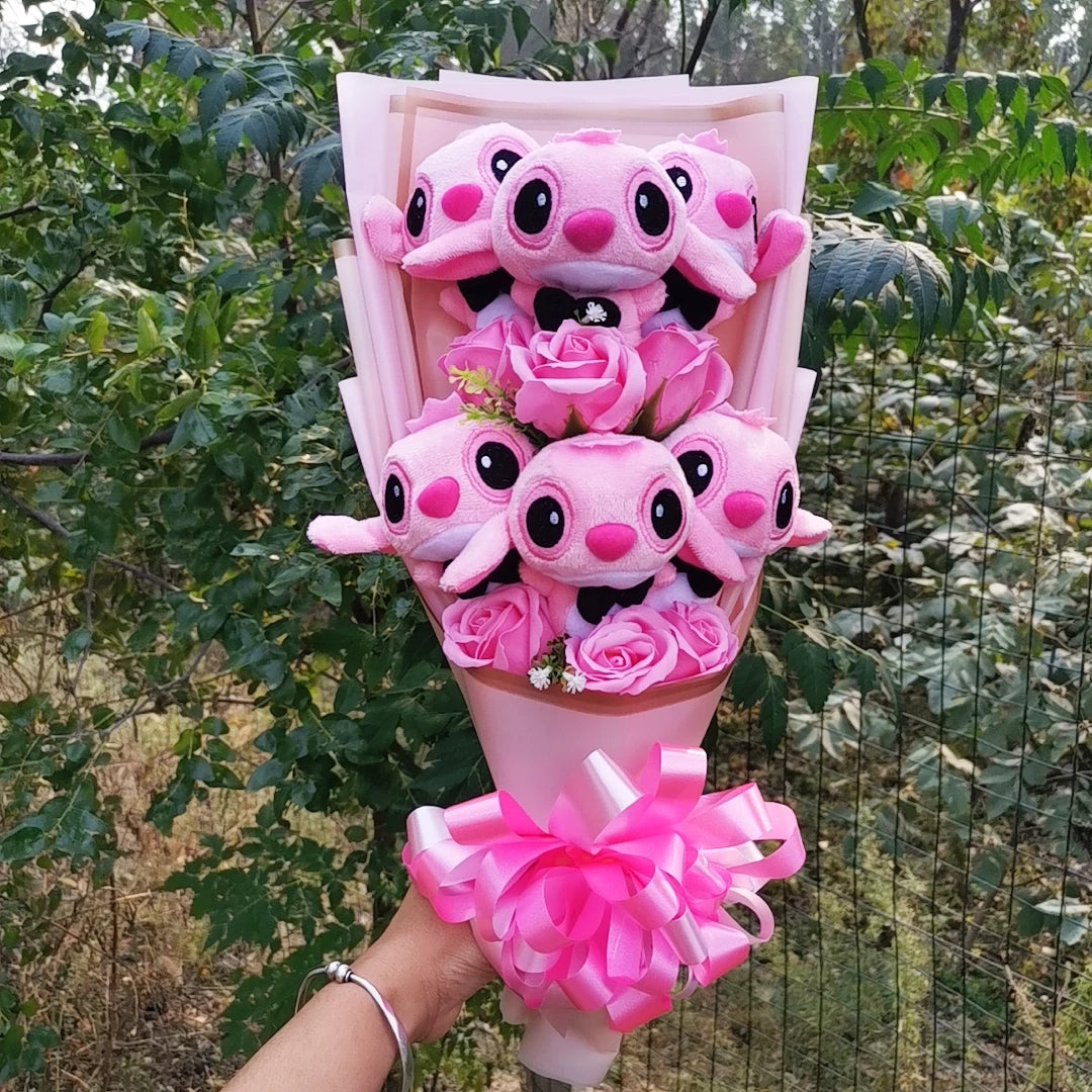 Disney Lilo & Stitch Buquê de Pelúcia com Rosas de Sabonete