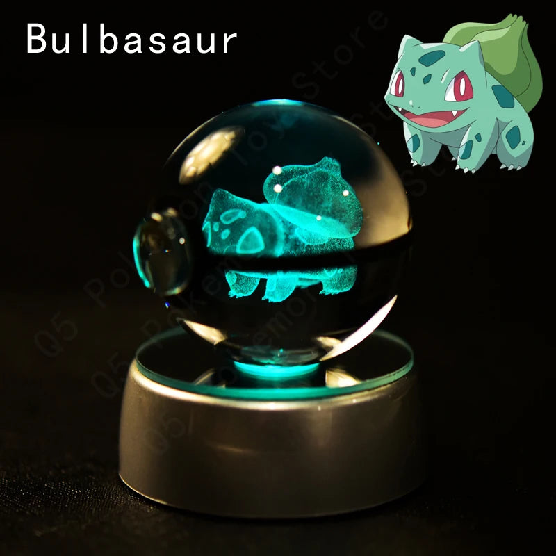 Pokébola de Cristal - Pokémon 3D com Base LED