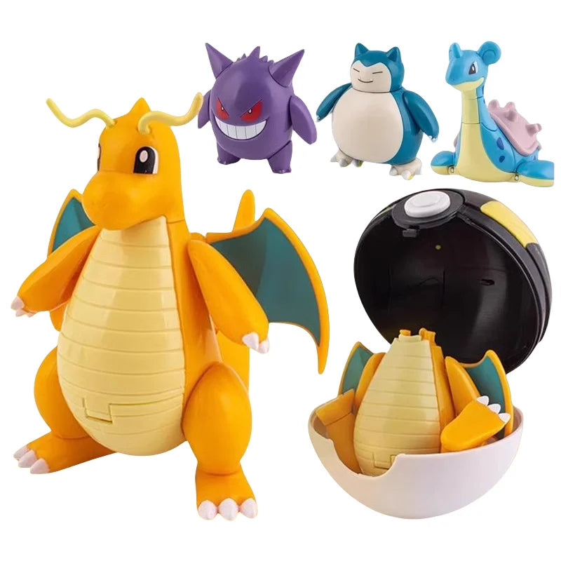 Action Figures Pokémon - Pokébola com Pikachu, Gengar, Dragonite e mais