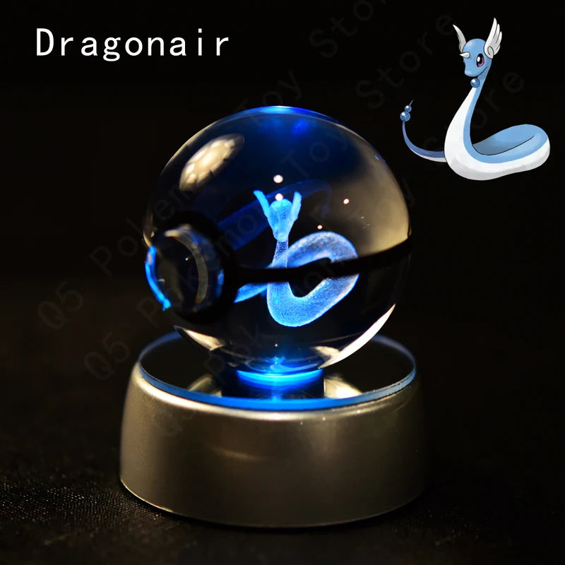 Pokébola de Cristal - Pokémon 3D com Base LED