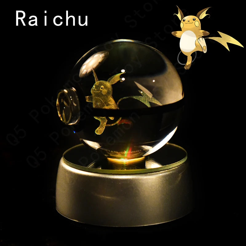 Pokébola de Cristal - Pokémon 3D com Base LED
