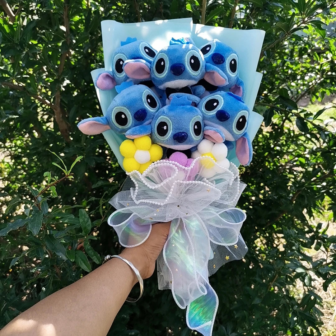 Buquê de Pelúcia Stitch com Rosas | Presente Criativo Lilo & Stitch