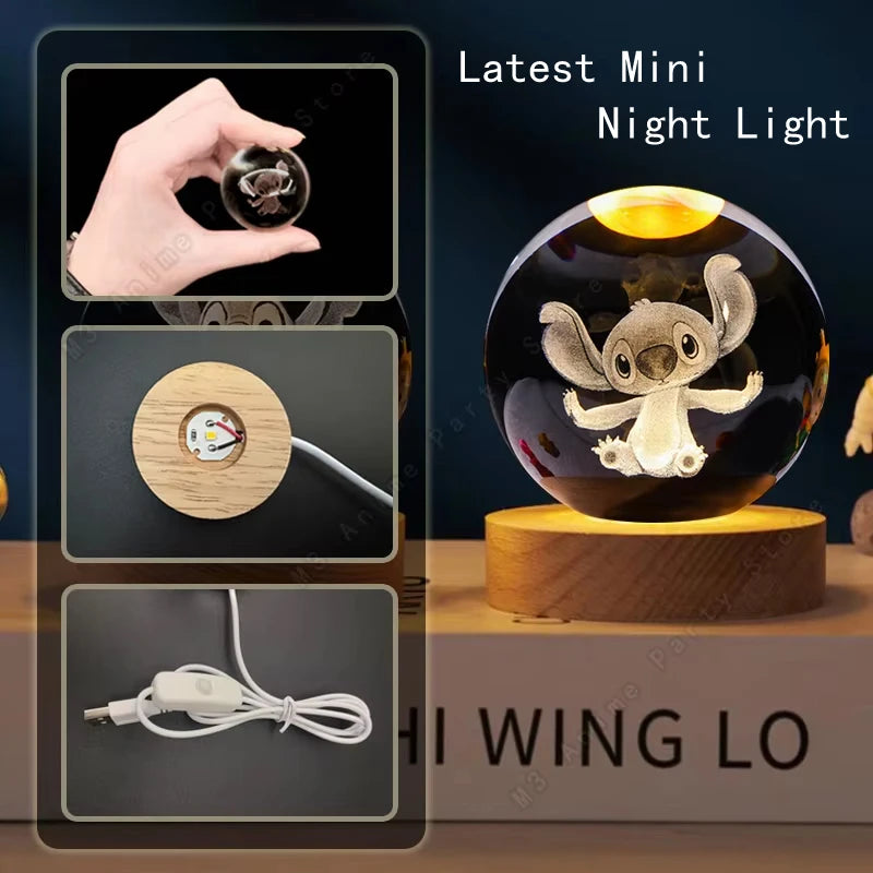 Luminária 3D Bola de Cristal - Stitch