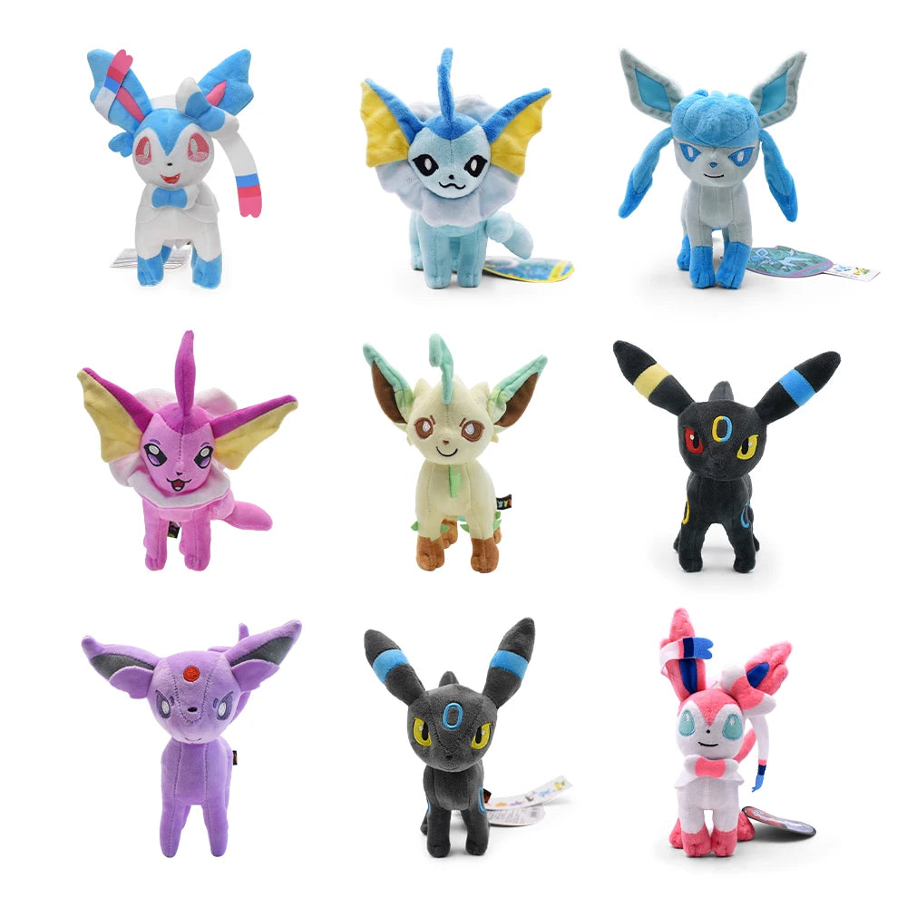Pelúcias Pokémon - Leafeon, Vaporeon, Glaceon, Sylveon, Espeon e Umbreon