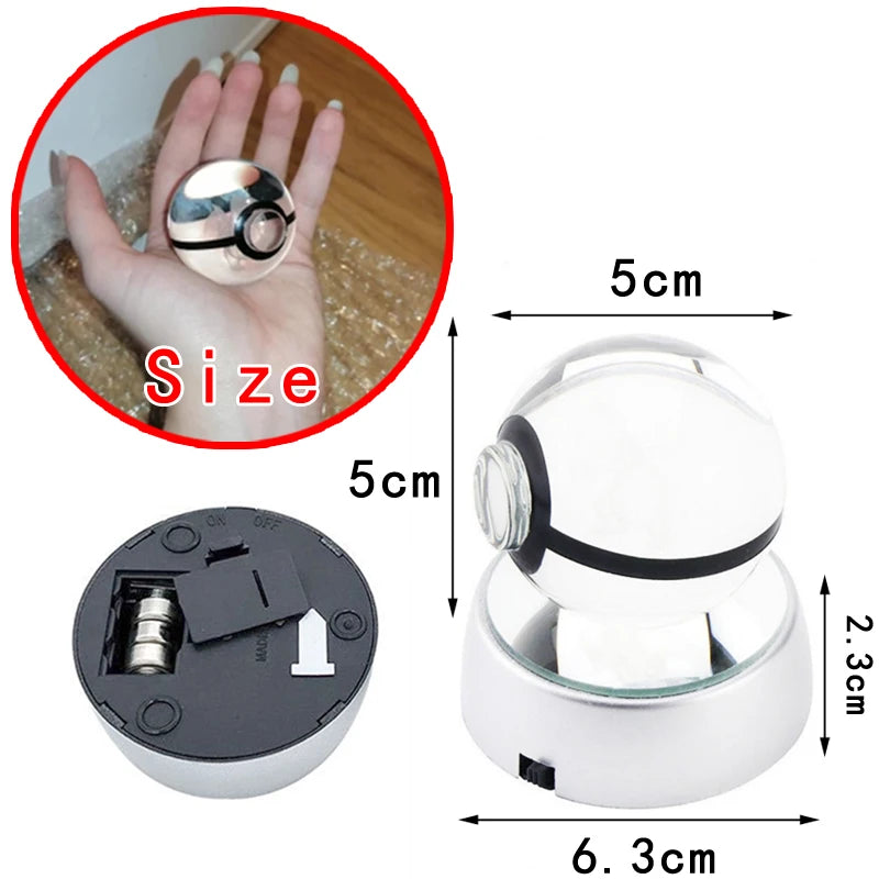 Pokébola de Cristal - Pokémon 3D com Base LED