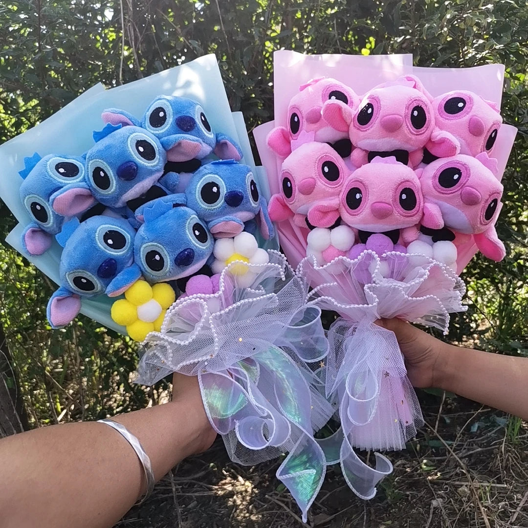 Buquê de Pelúcia Stitch com Rosas | Presente Criativo Lilo & Stitch