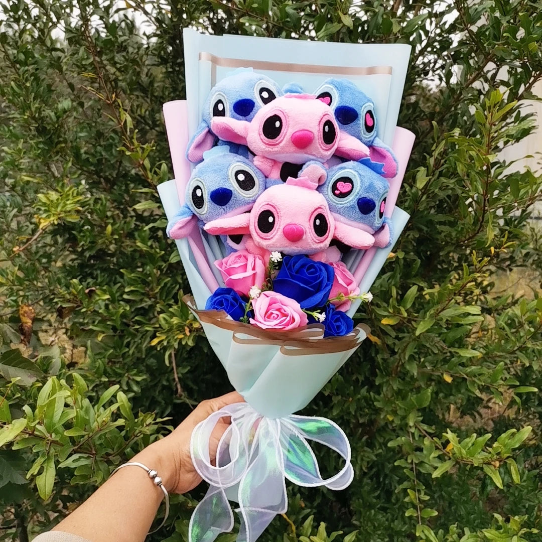 Disney Lilo & Stitch Buquê de Pelúcia com Rosas de Sabonete