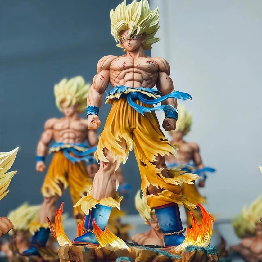 Estátua Dragon Ball Z – Son Goku Super Saiyajin 34 cm (1/6) | Cabeças Intercambiáveis + Base LED USB-C