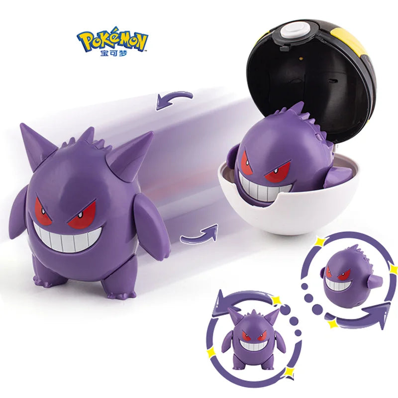 Action Figures Pokémon - Pokébola com Pikachu, Gengar, Dragonite e mais
