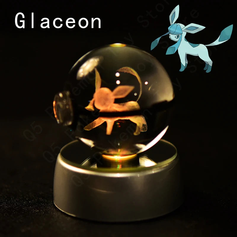 Pokébola de Cristal - Pokémon 3D com Base LED