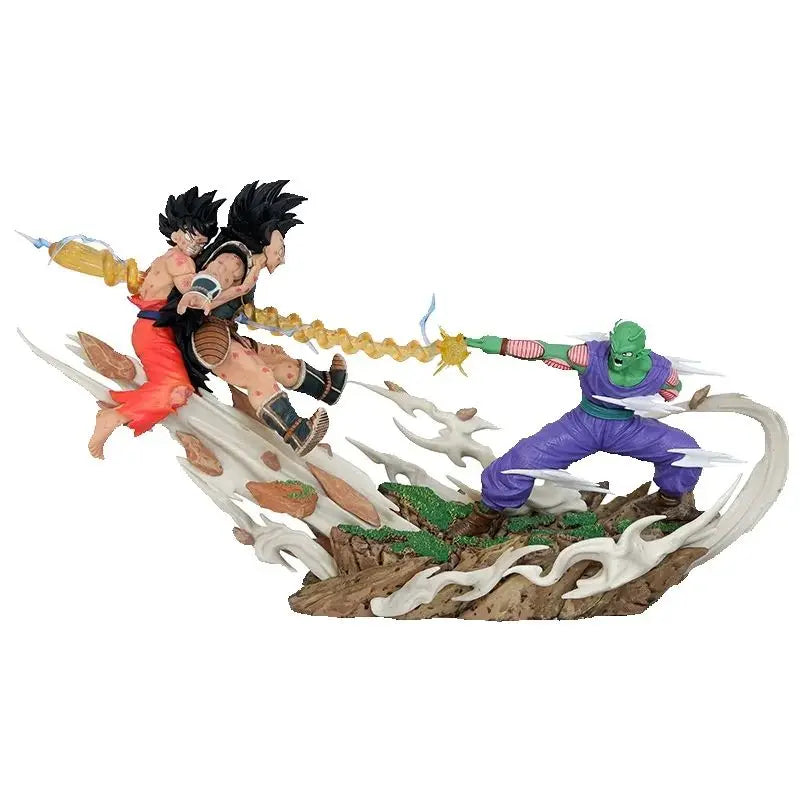 Estátua Dragon Ball Z – Goku Super Saiyajin vs Piccolo & Raditz | Diorama PVC 20cm