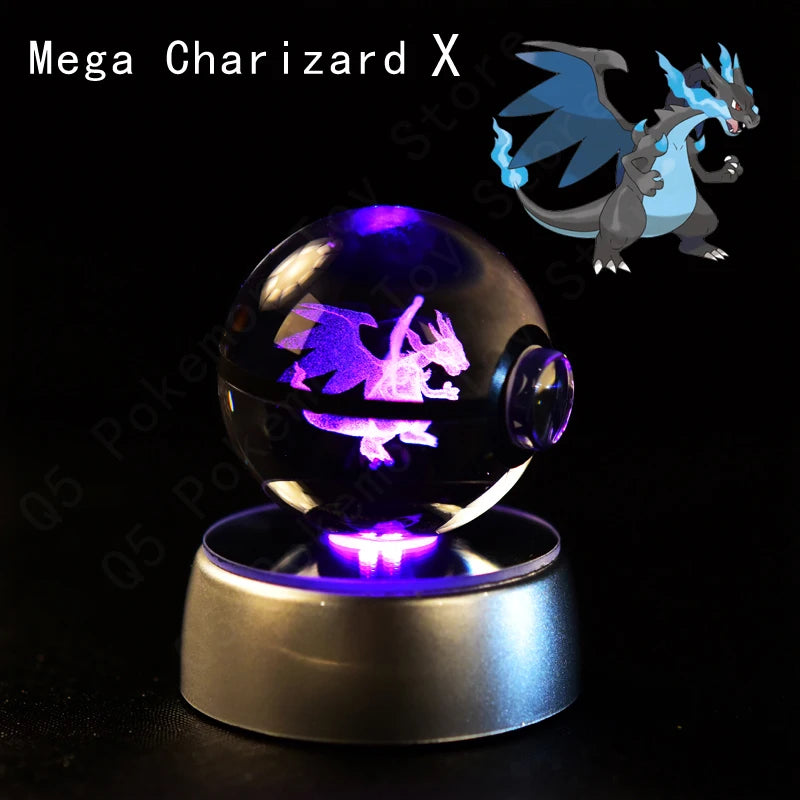 Pokébola de Cristal - Pokémon 3D com Base LED