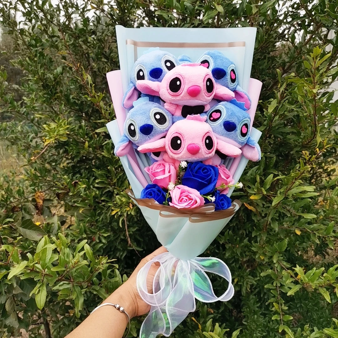 Disney Lilo & Stitch Buquê de Pelúcia com Rosas de Sabonete