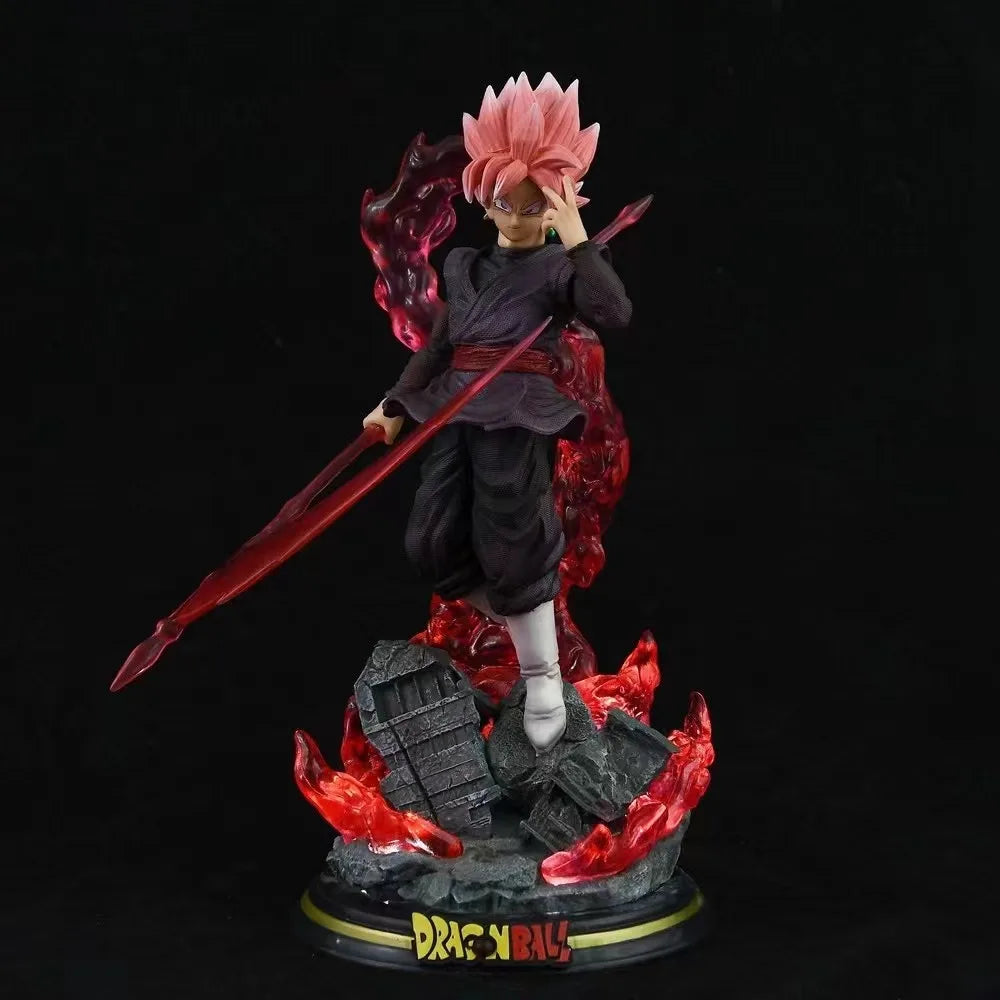 Estátua Dragon Ball Z – Goku Black & Zamasu 28 cm | Figura PVC com Base Iluminada (GK)