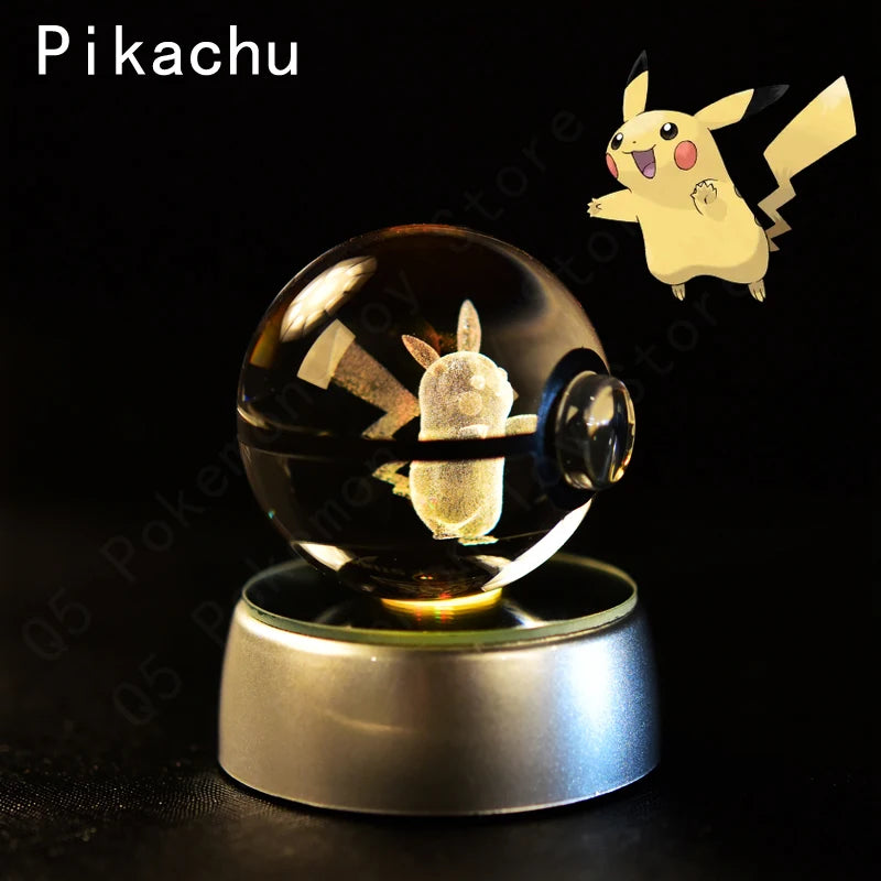 Pokébola de Cristal - Pokémon 3D com Base LED