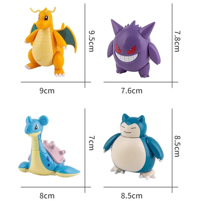 Action Figures Pokémon - Pokébola com Pikachu, Gengar, Dragonite e mais