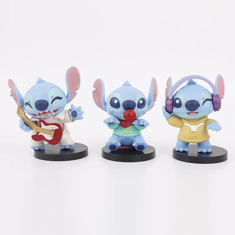 Conjunto com 6 Figuras Stitch Fashion | Colecionáveis de 8cm