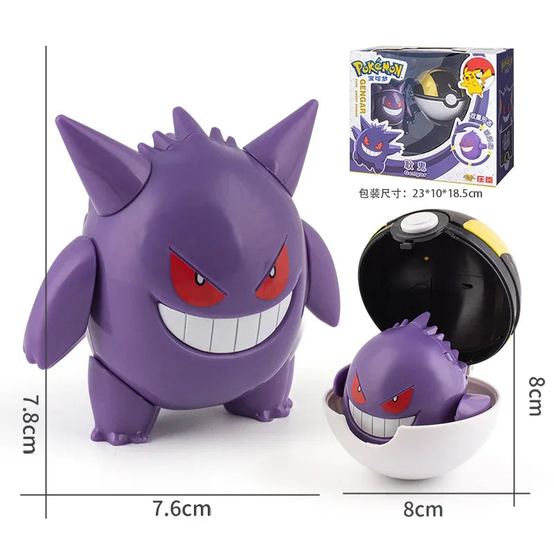 Action Figures Pokémon - Pokébola com Pikachu, Gengar, Dragonite e mais