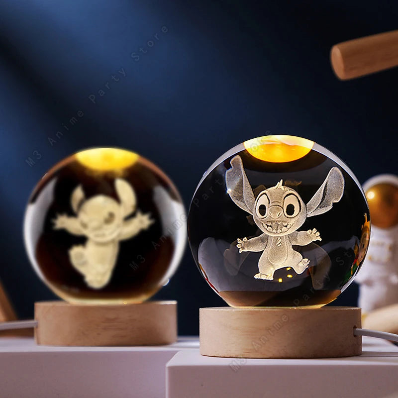 Luminária 3D Bola de Cristal - Stitch