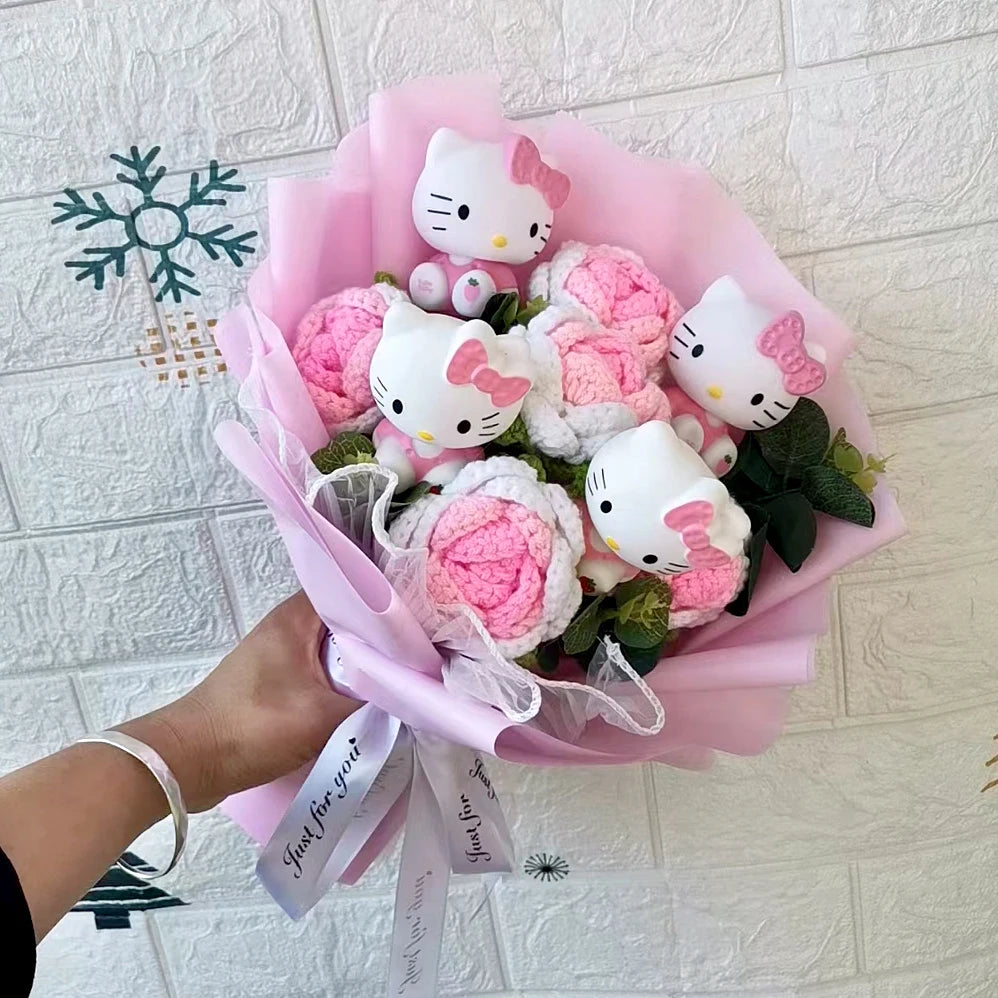 Buquê de Pelúcia Hello Kitty com Rosas de Sabão