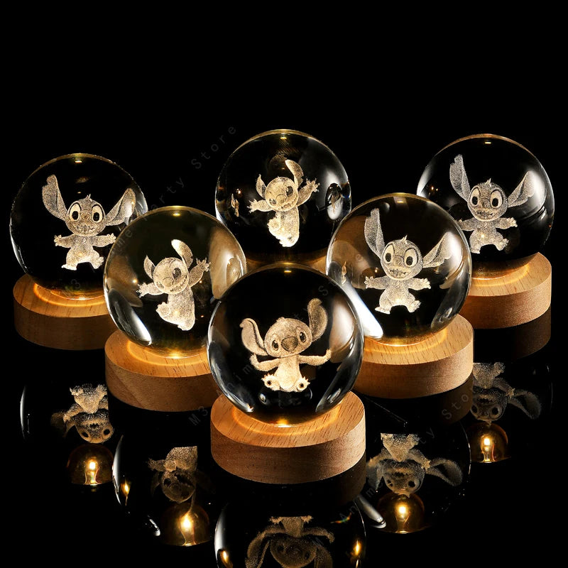 Luminária 3D Bola de Cristal - Stitch