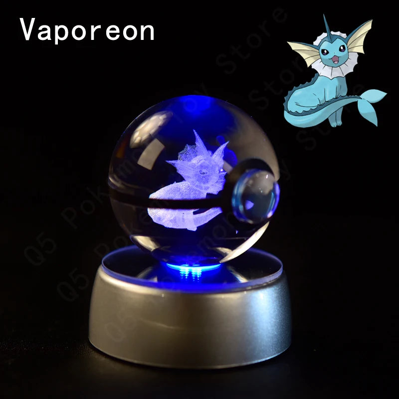 Pokébola de Cristal - Pokémon 3D com Base LED