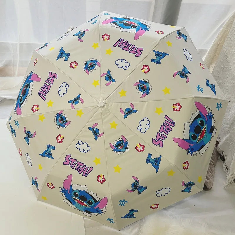 Guarda-Chuva Automático Stitch Cartoon | Proteção Solar e Chuva - Dobrável e Fashion