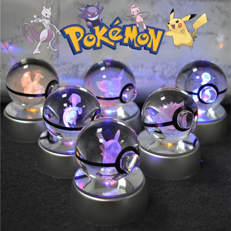 Pokébola de Cristal - Pokémon 3D com Base LED