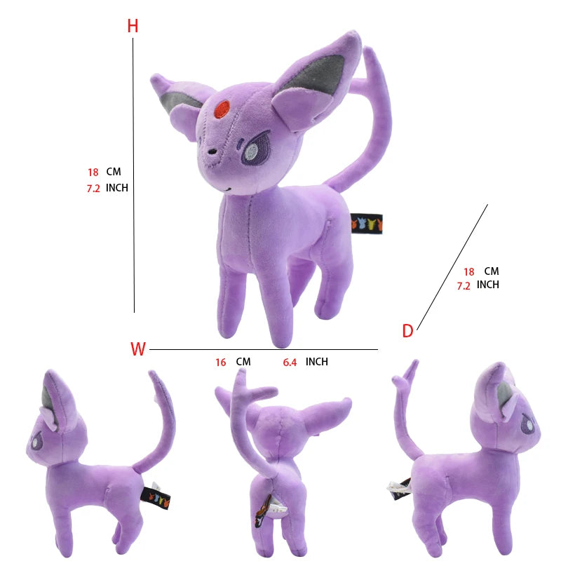 Pelúcias Pokémon - Leafeon, Vaporeon, Glaceon, Sylveon, Espeon e Umbreon