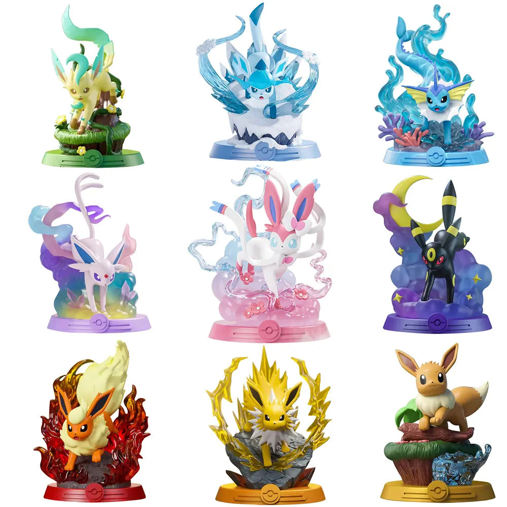 Action Figure Pokémon - Evoluções de Eevee (Espeon, Sylveon, Glaceon, Leafeon, Vaporeon, Umbreon, Flareon)